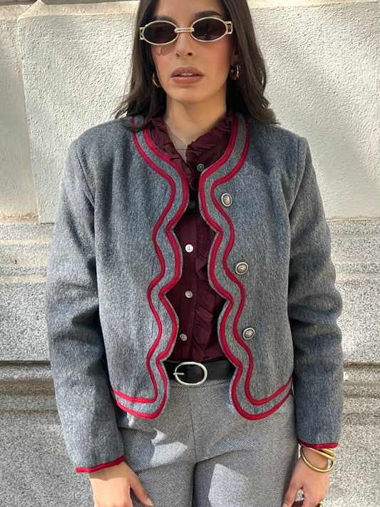 Chaqueta Viena Gris Burdeos