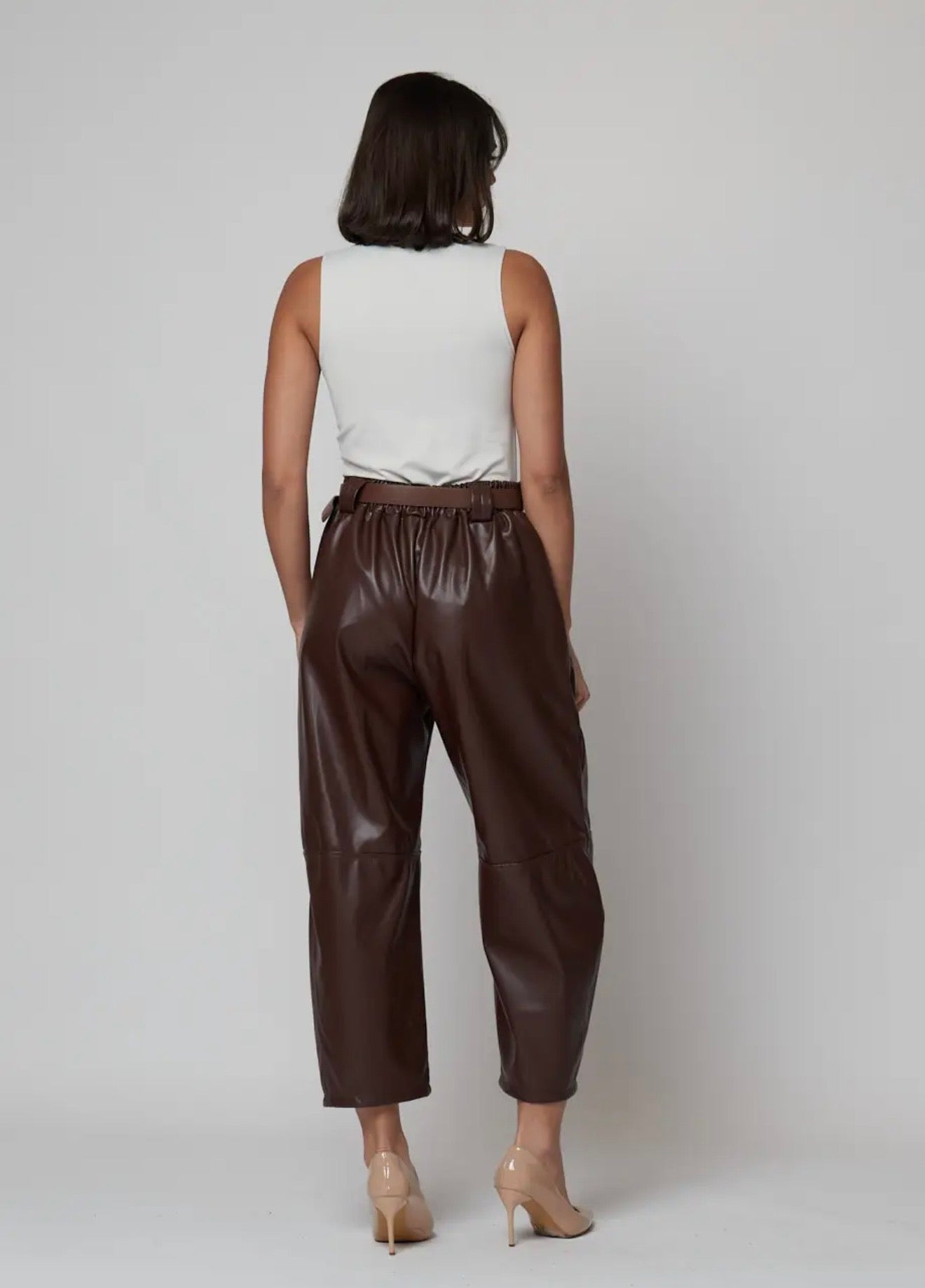 Pantalón Polipiel color choco