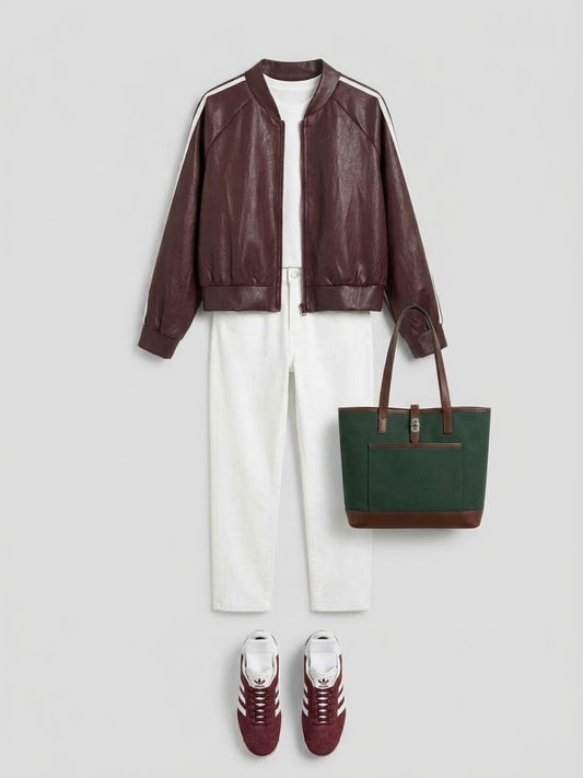 Chaqueta Bomber Polipiel Sporty Chic Granate