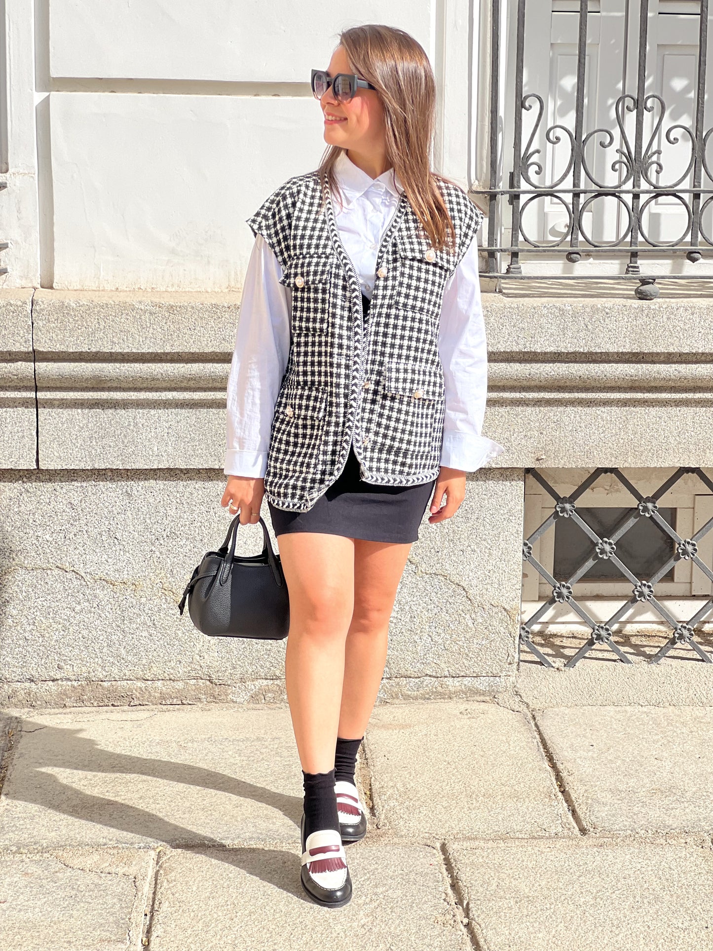 Chaleco estampado pata de gallo