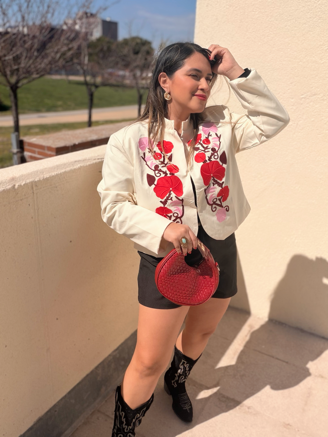 Chaqueta Flor Rojo