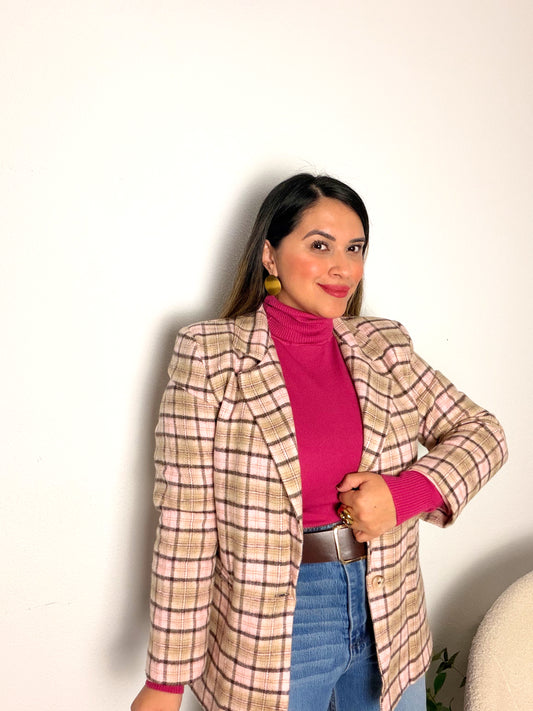 Blazer cuadros Rosa