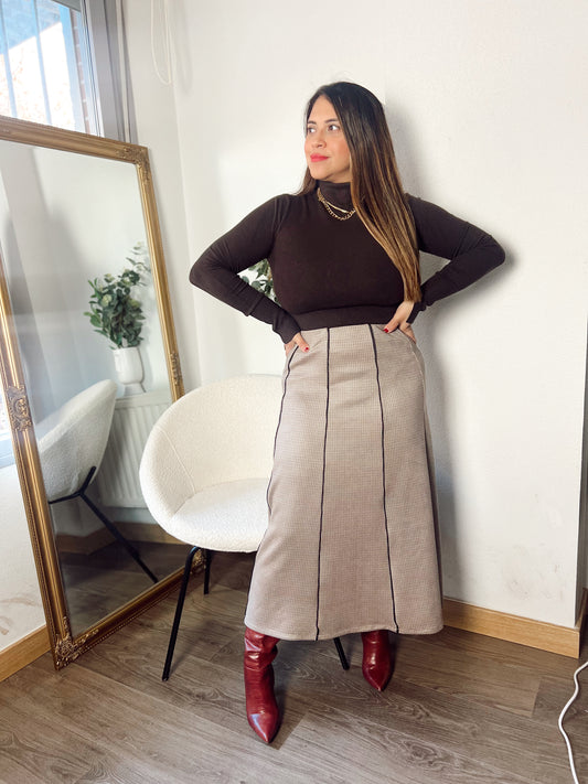 Jersey de Punto Fino Cuello Marrón