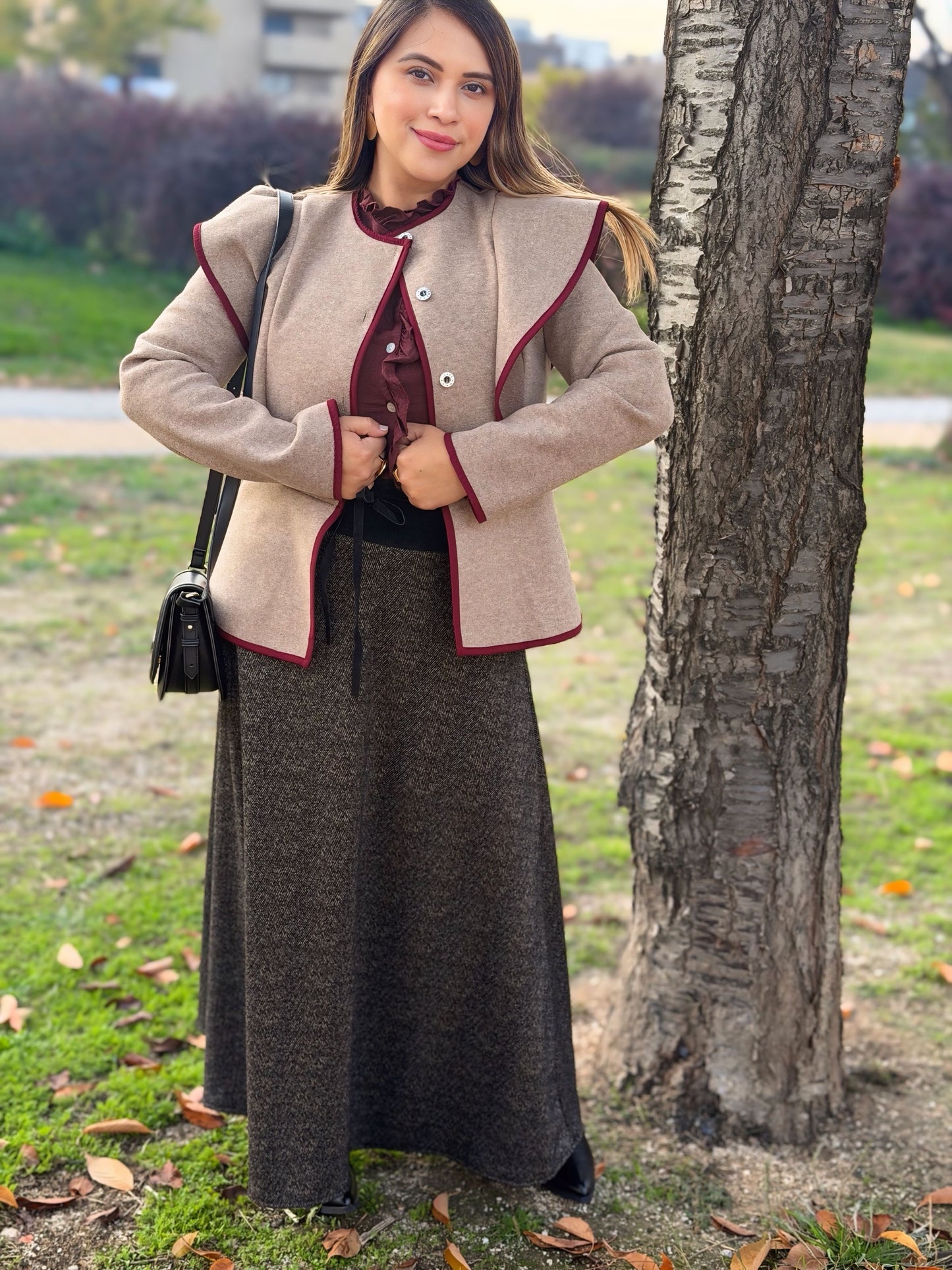 Falda larga de poliéster