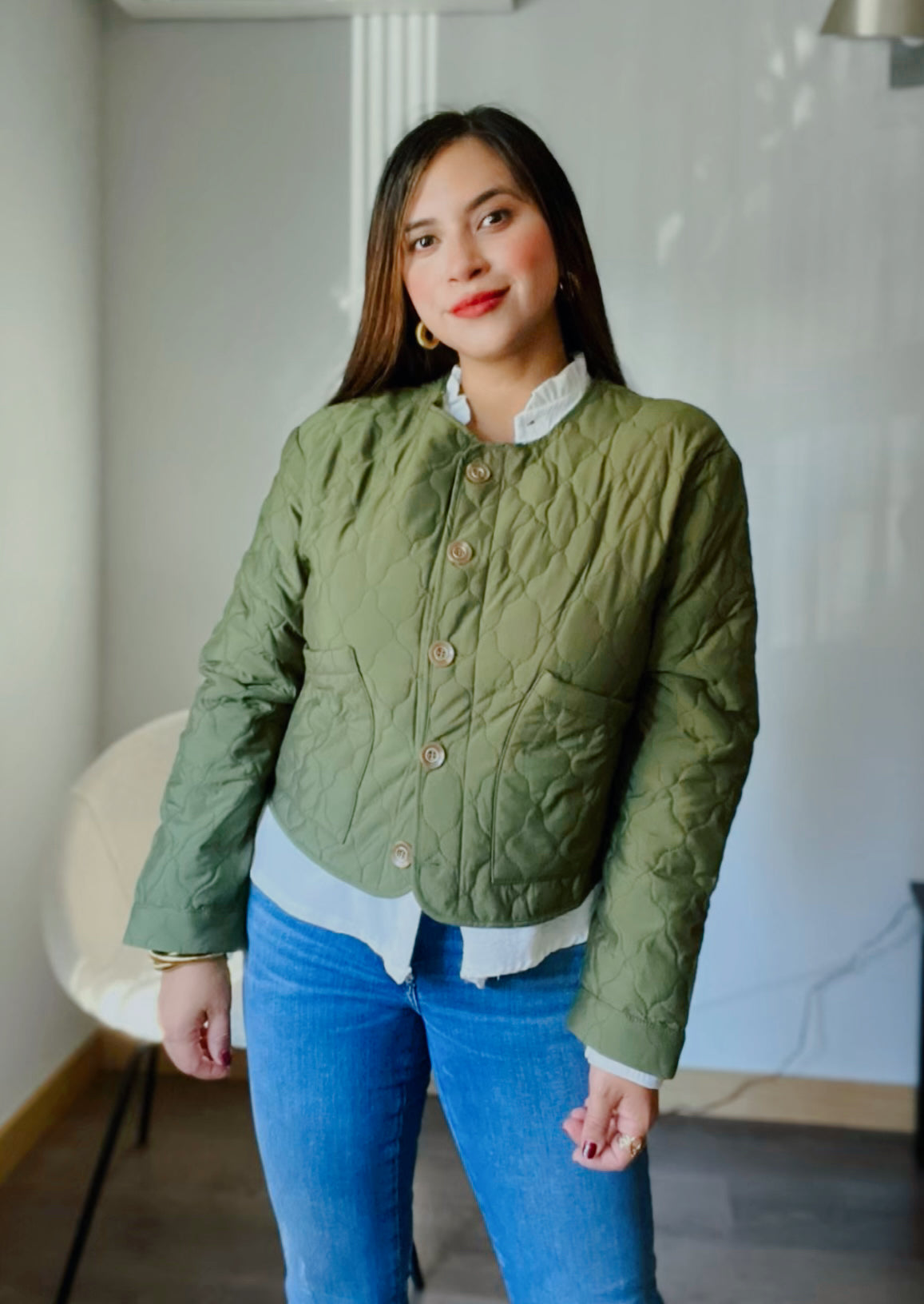 Chaqueta verde acolchada