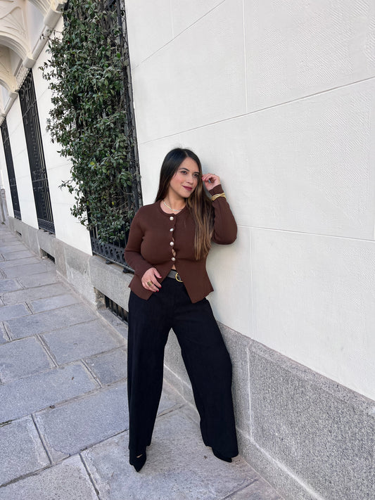 Pantalón palazzo pana negro