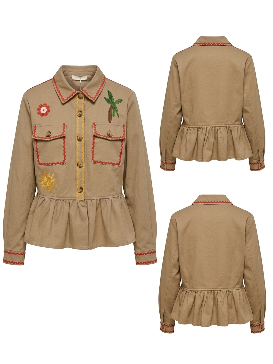 Chaqueta bordada estilo safari