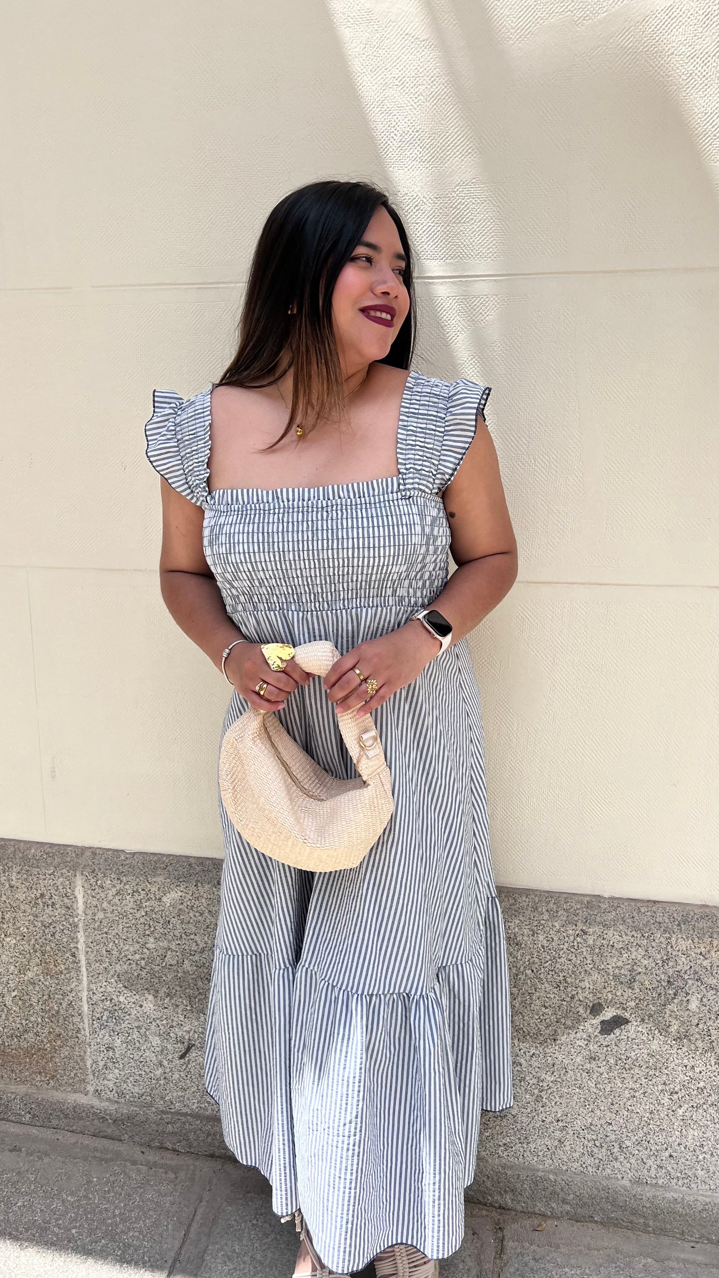 Vestido midi rayas azul