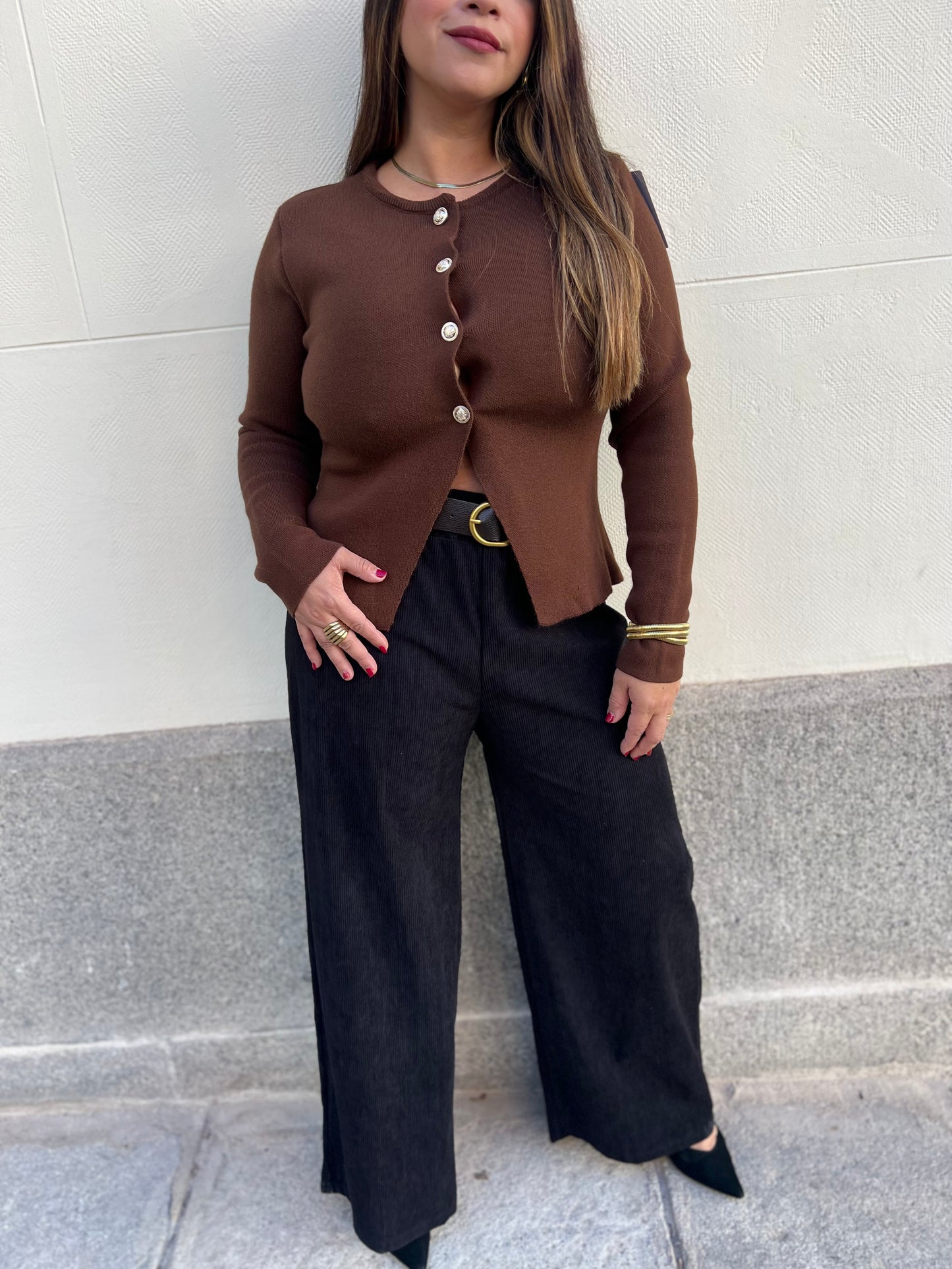 Pantalón palazzo pana negro