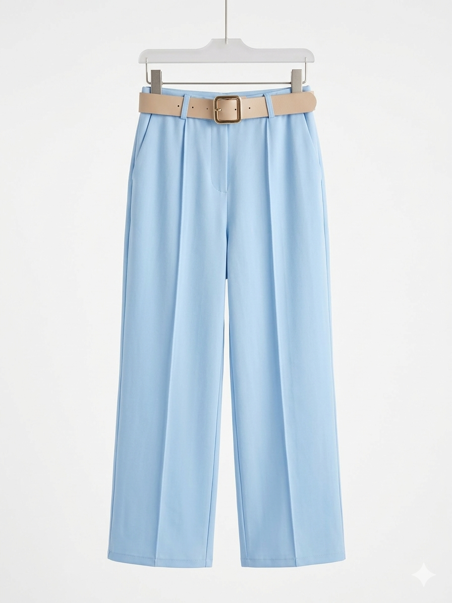 Pantalón azul de tiro alto