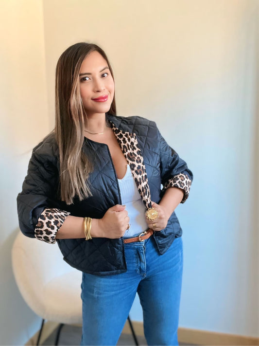 Chaqueta acolchada animal print