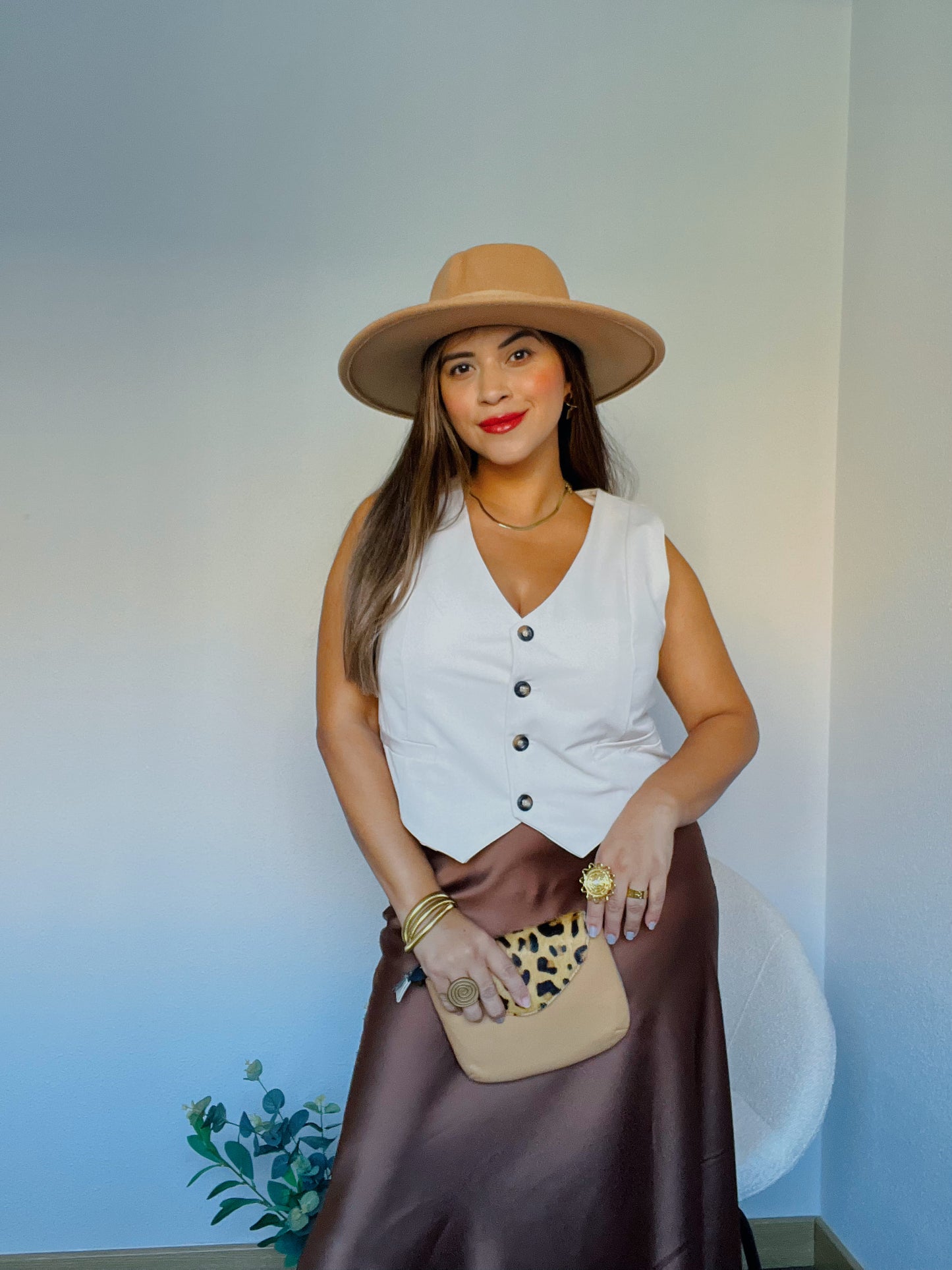 Chaleco Elegante con Escote en V y Botones Delanteros