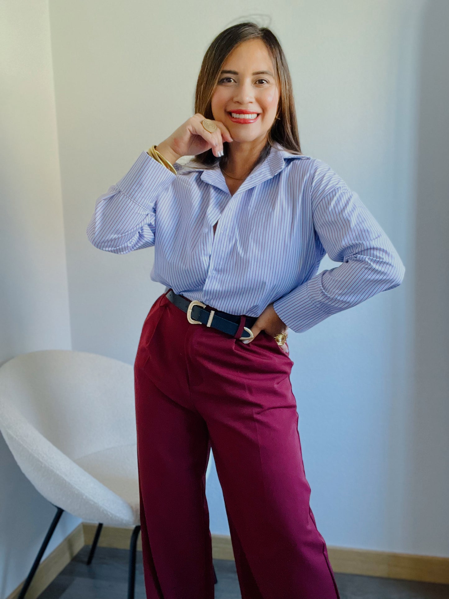 Pantalón largo burdeos