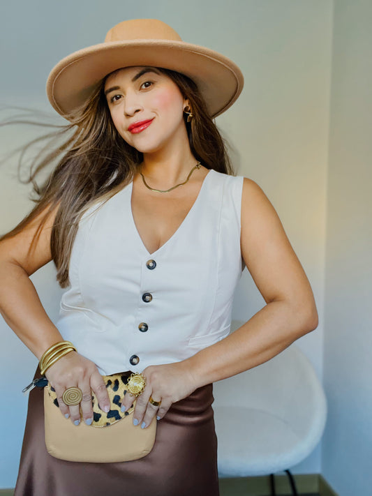 Chaleco Elegante con Escote en V y Botones Delanteros