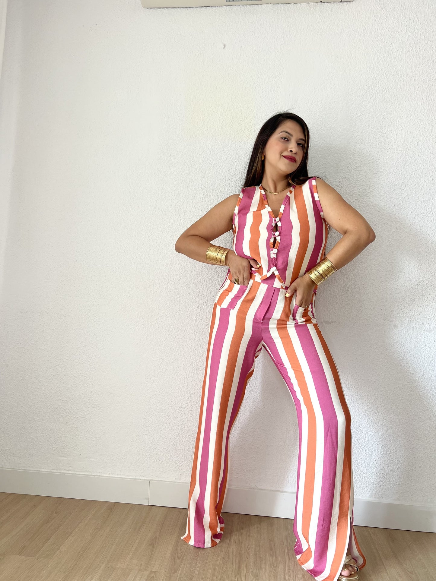 Conjunto Milano Rayas Rosa