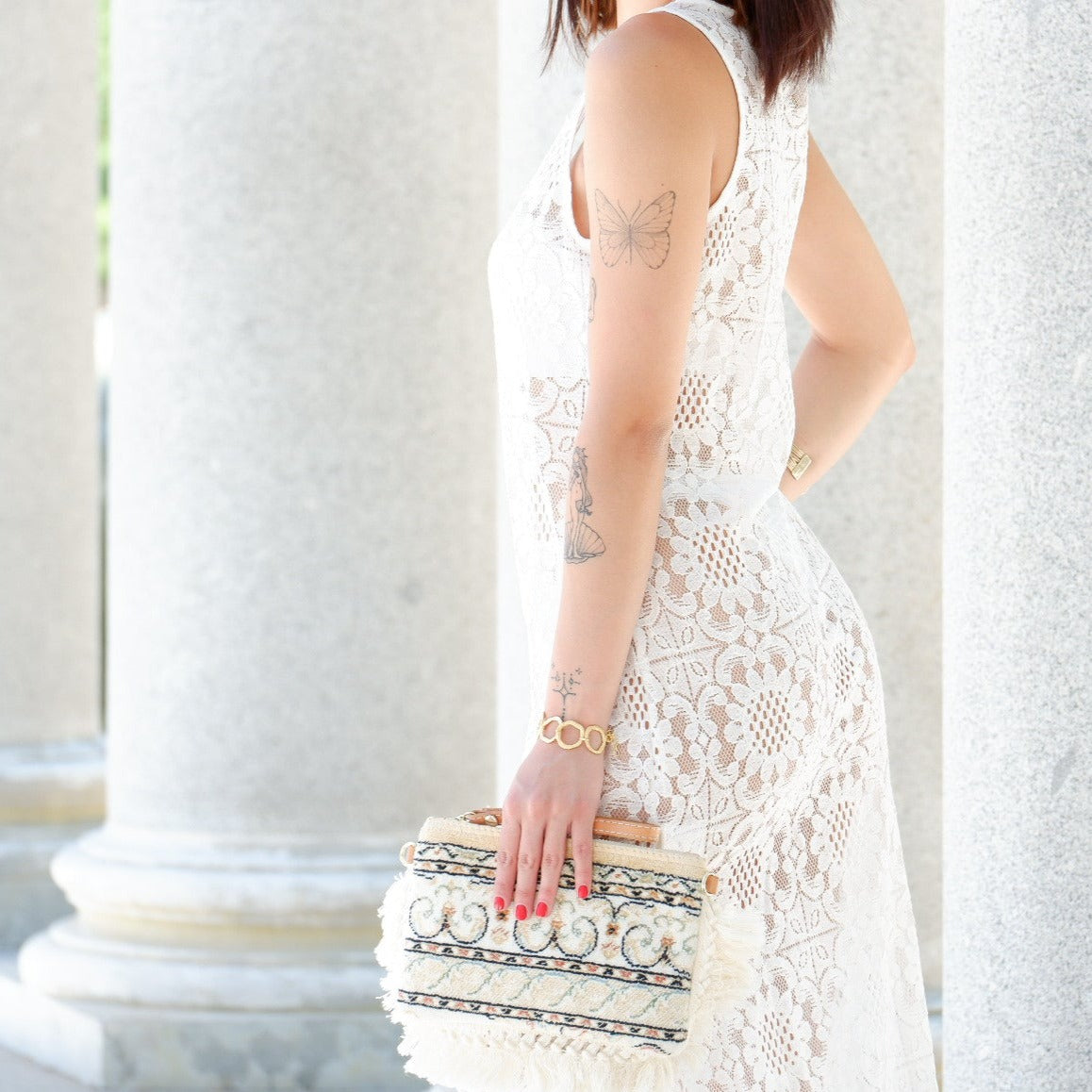 vestido cover up tejido con flecos