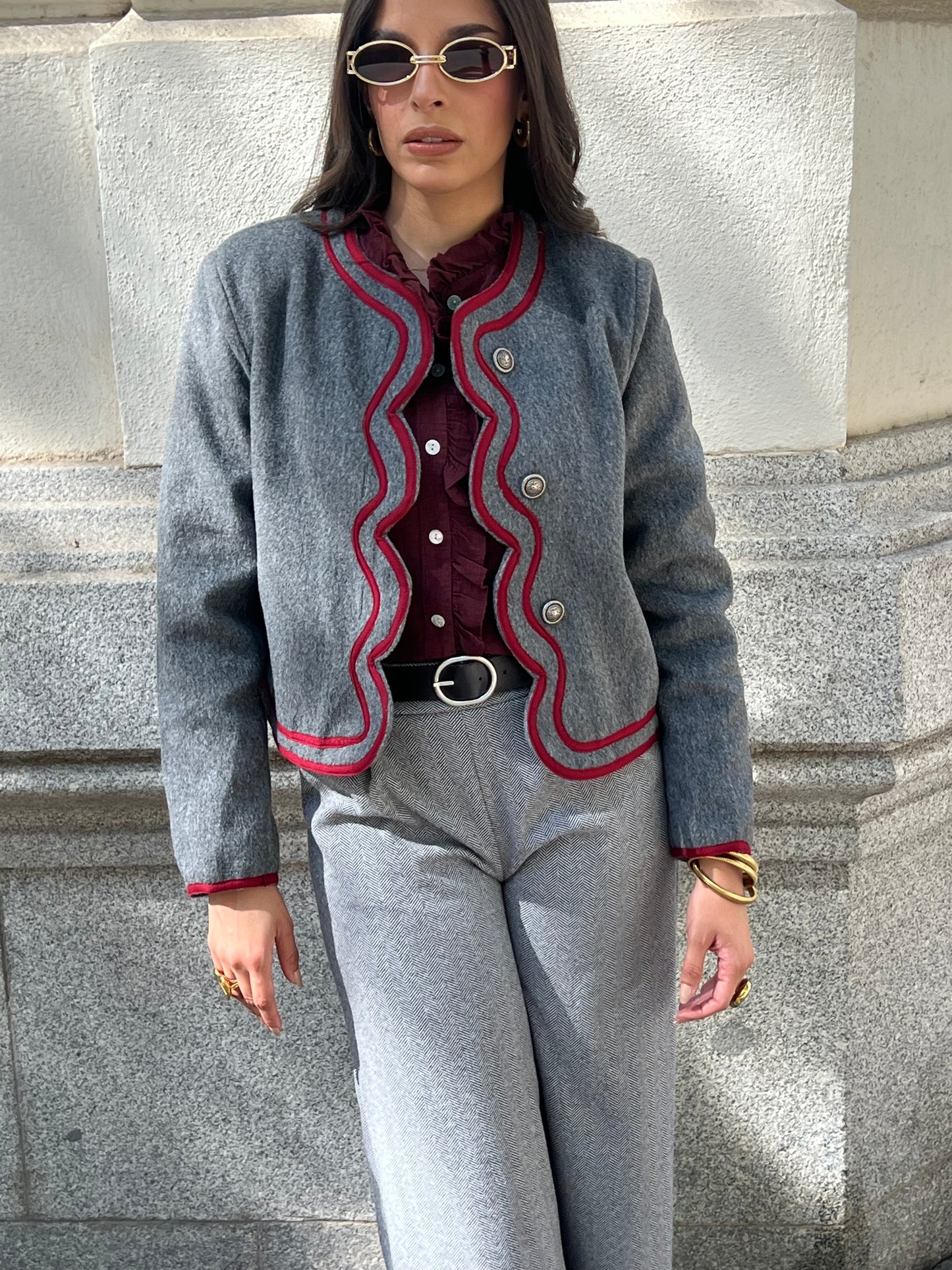 Chaqueta Viena Gris Burdeos