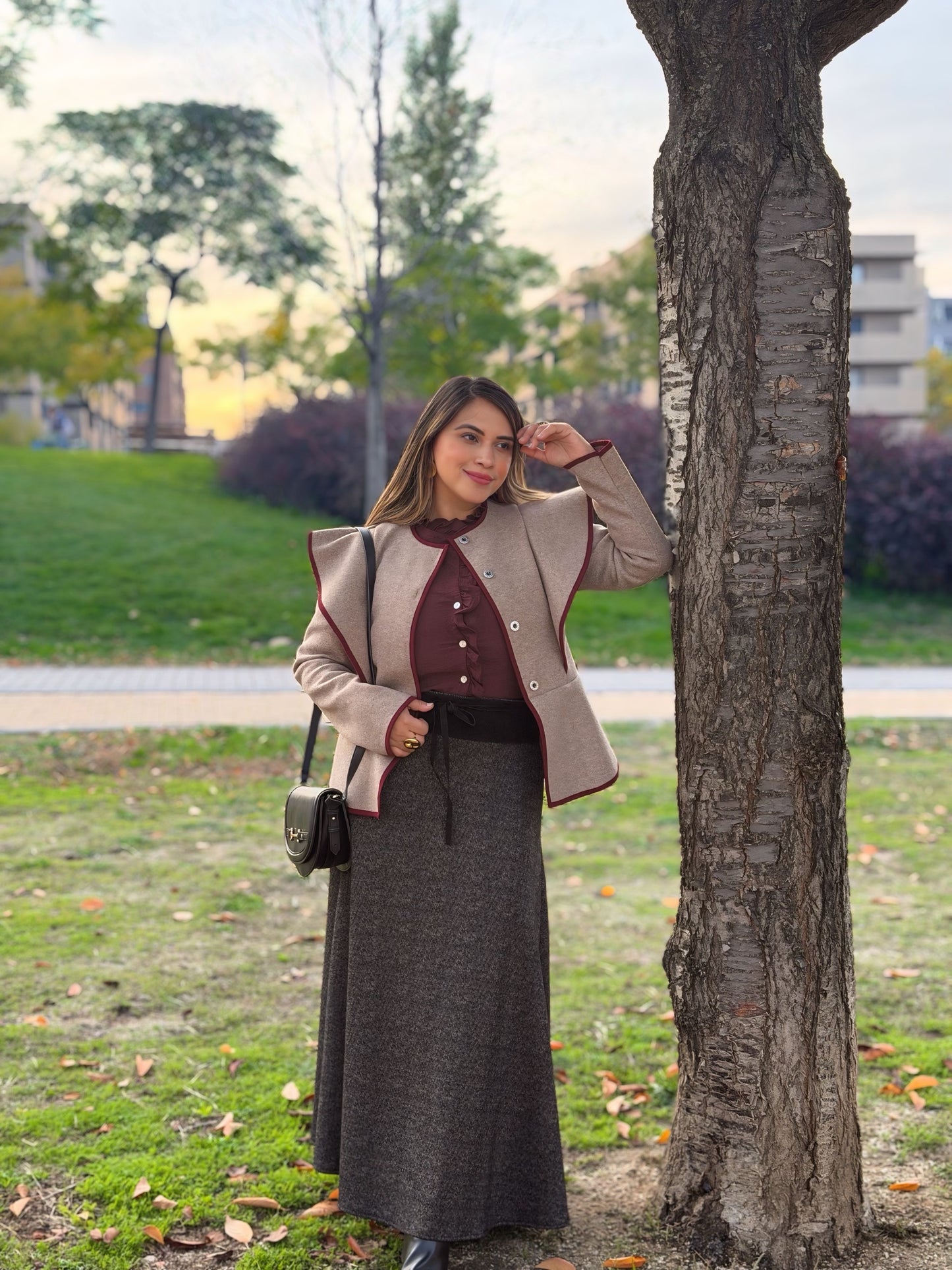 Falda larga de poliéster