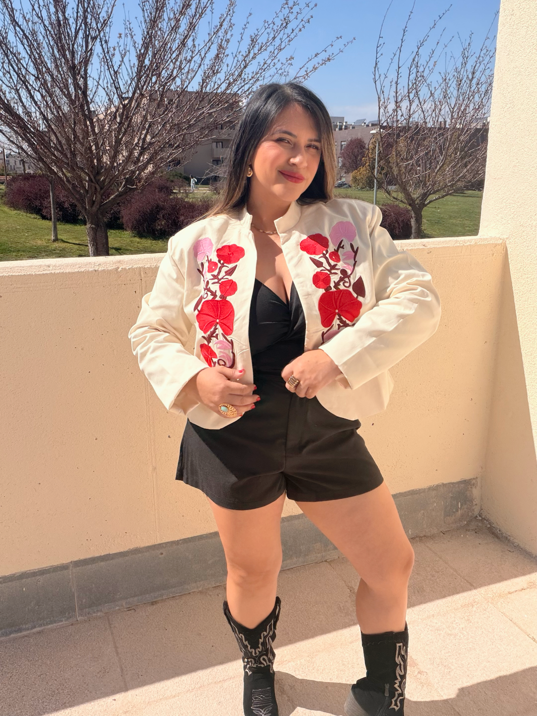Chaqueta Flor Rojo