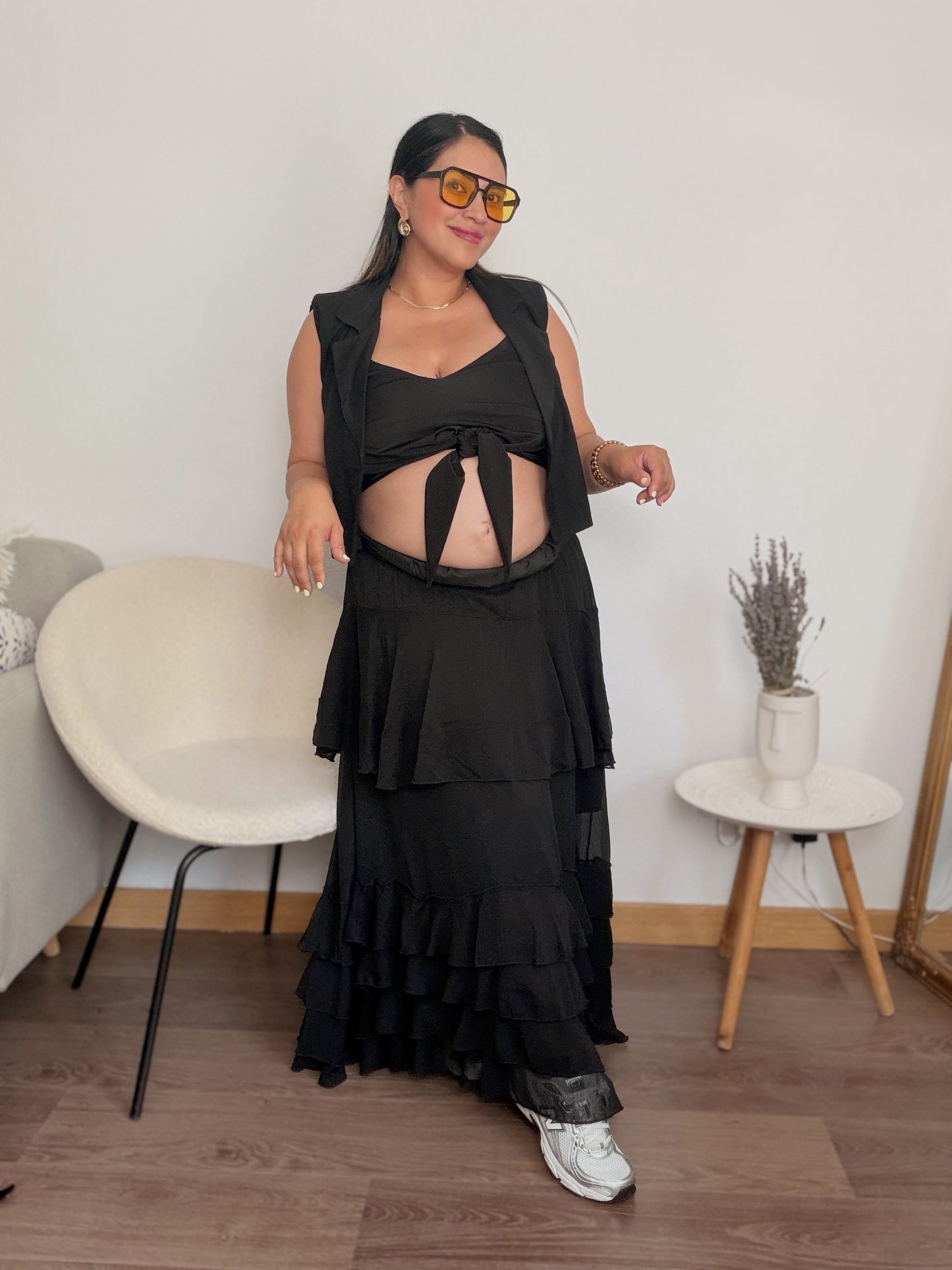 Falda volantes Negra