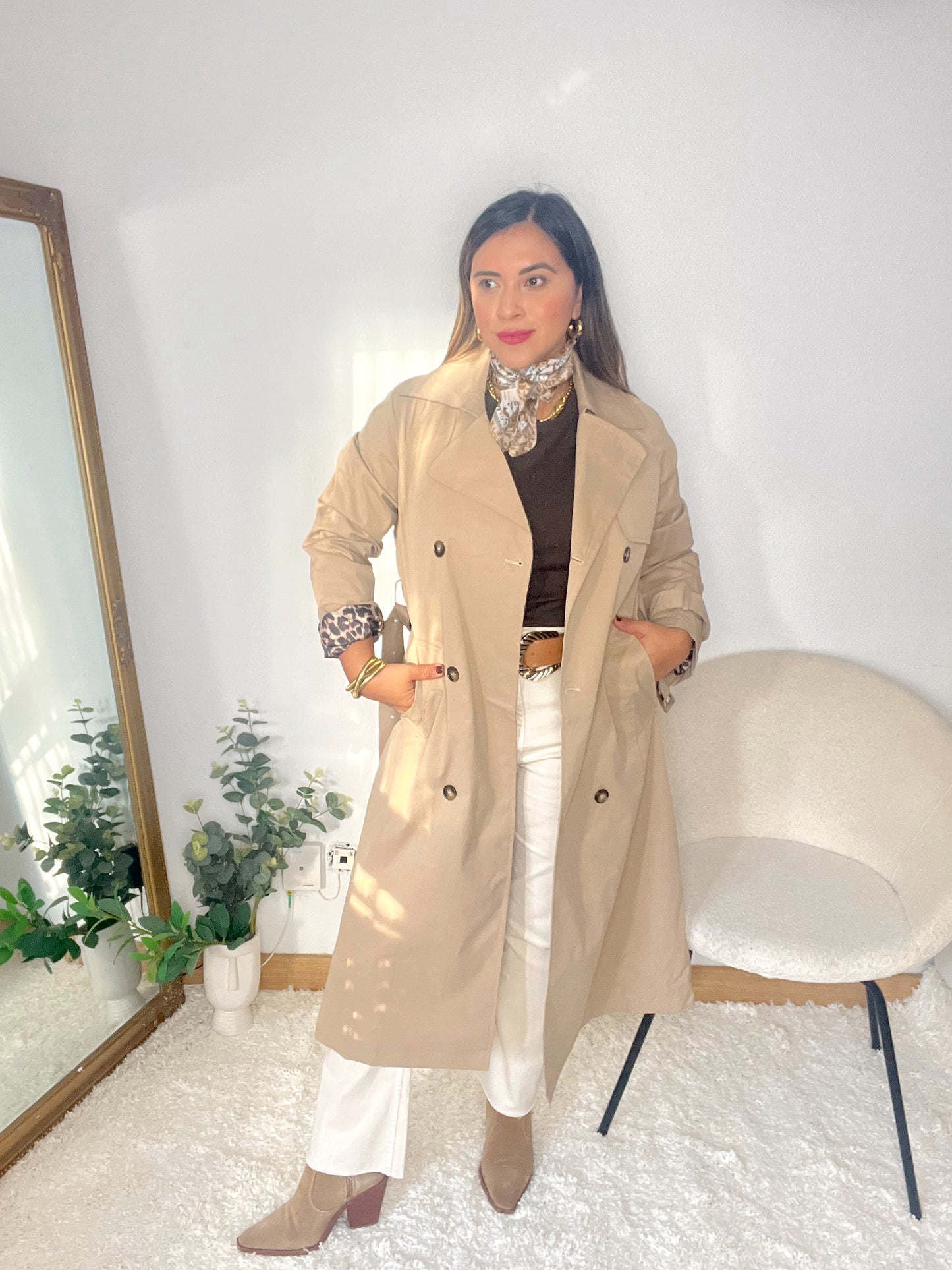 Gabardina larga beige