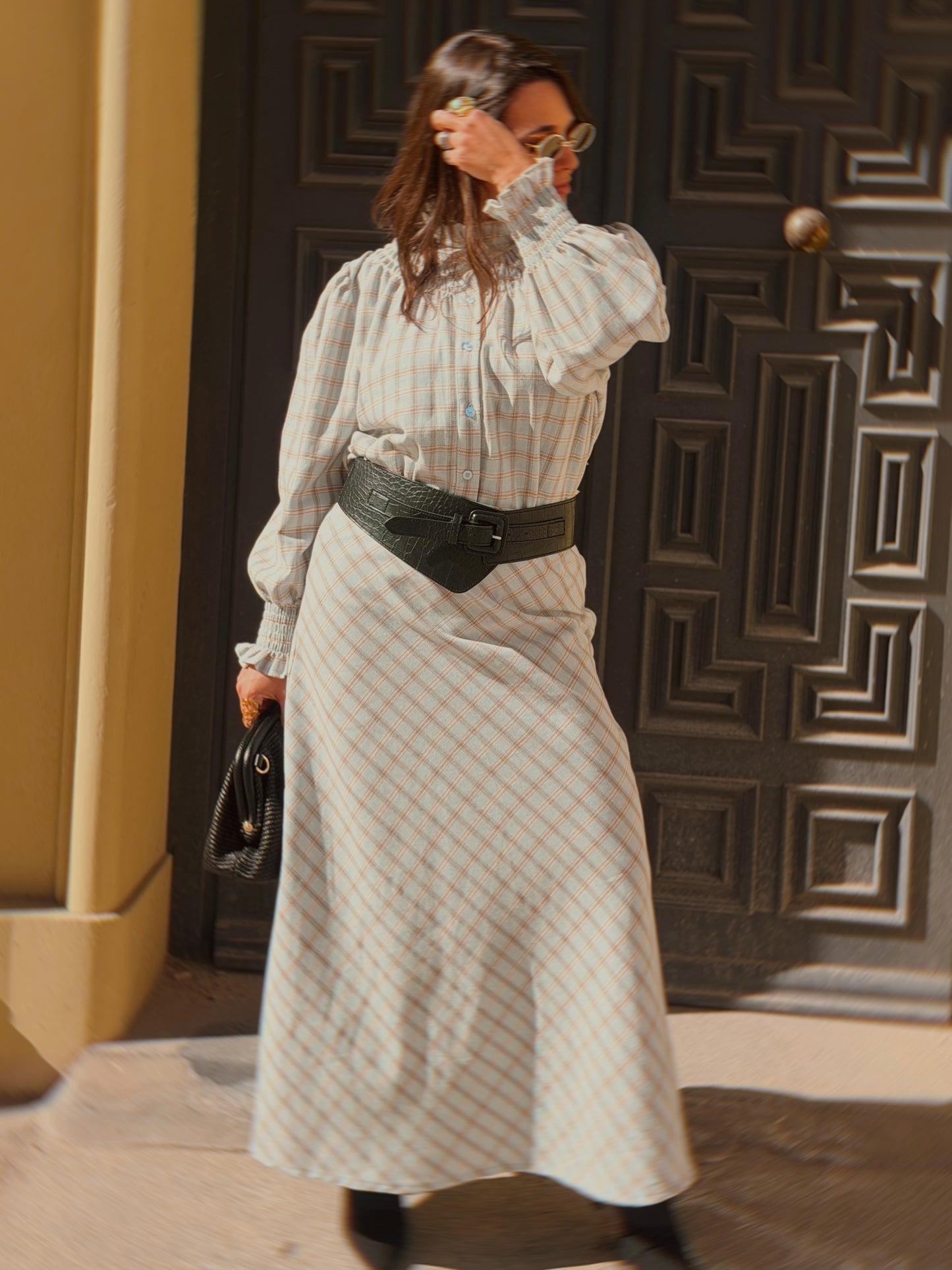 Blusa cuadros Celeste