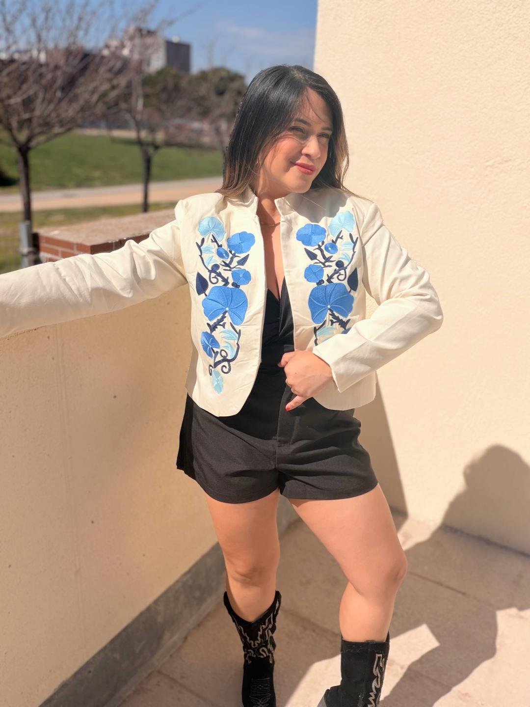 Chaqueta Flor azul