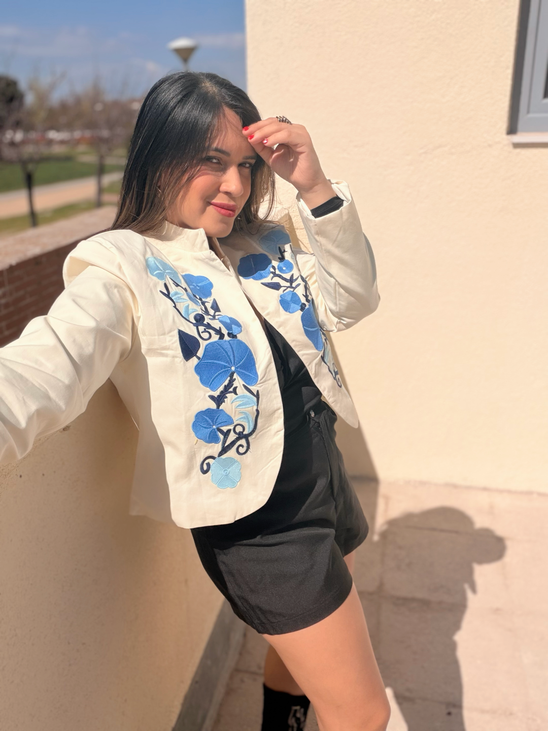 Chaqueta Flor azul