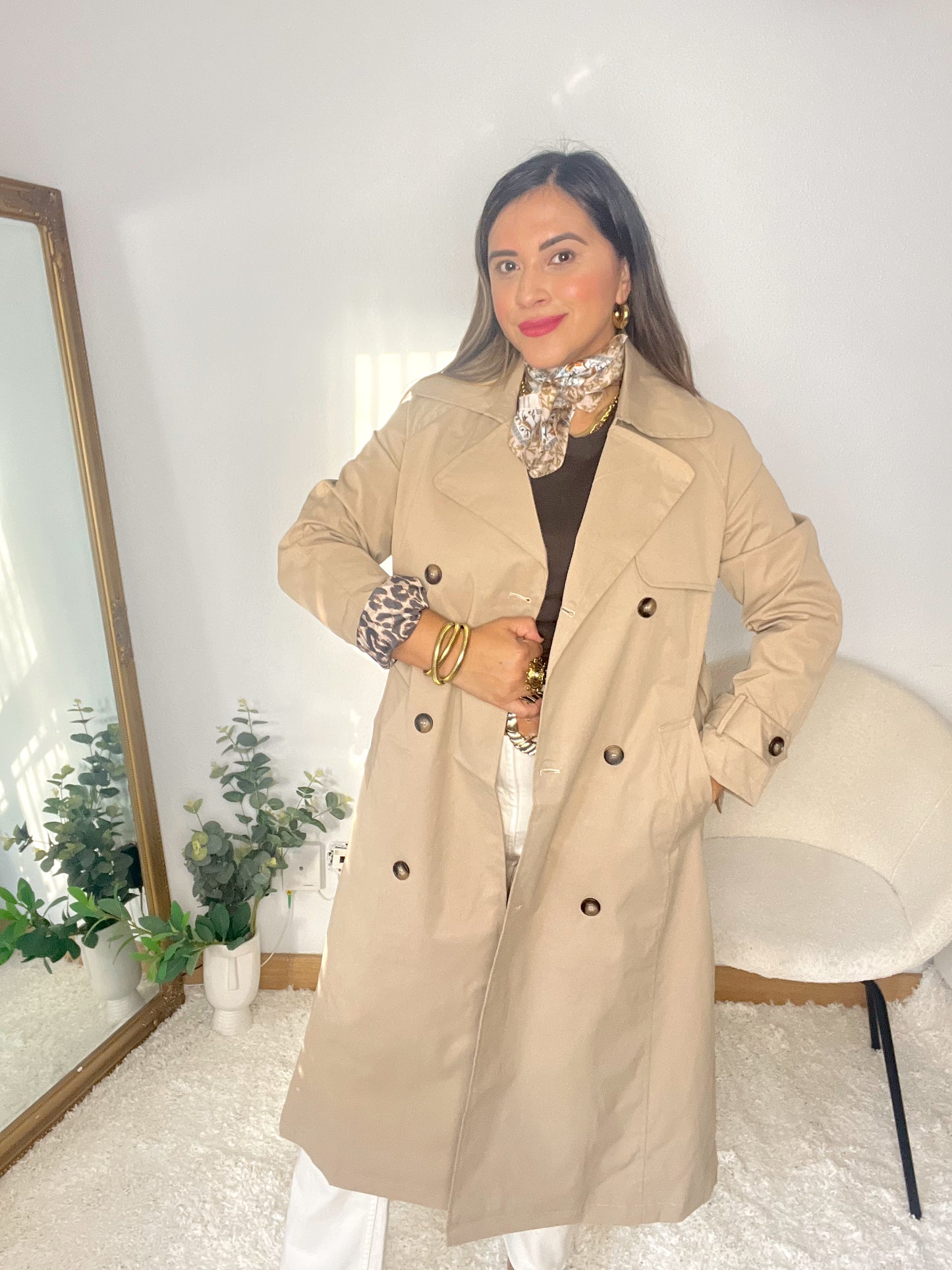 Gabardina larga beige