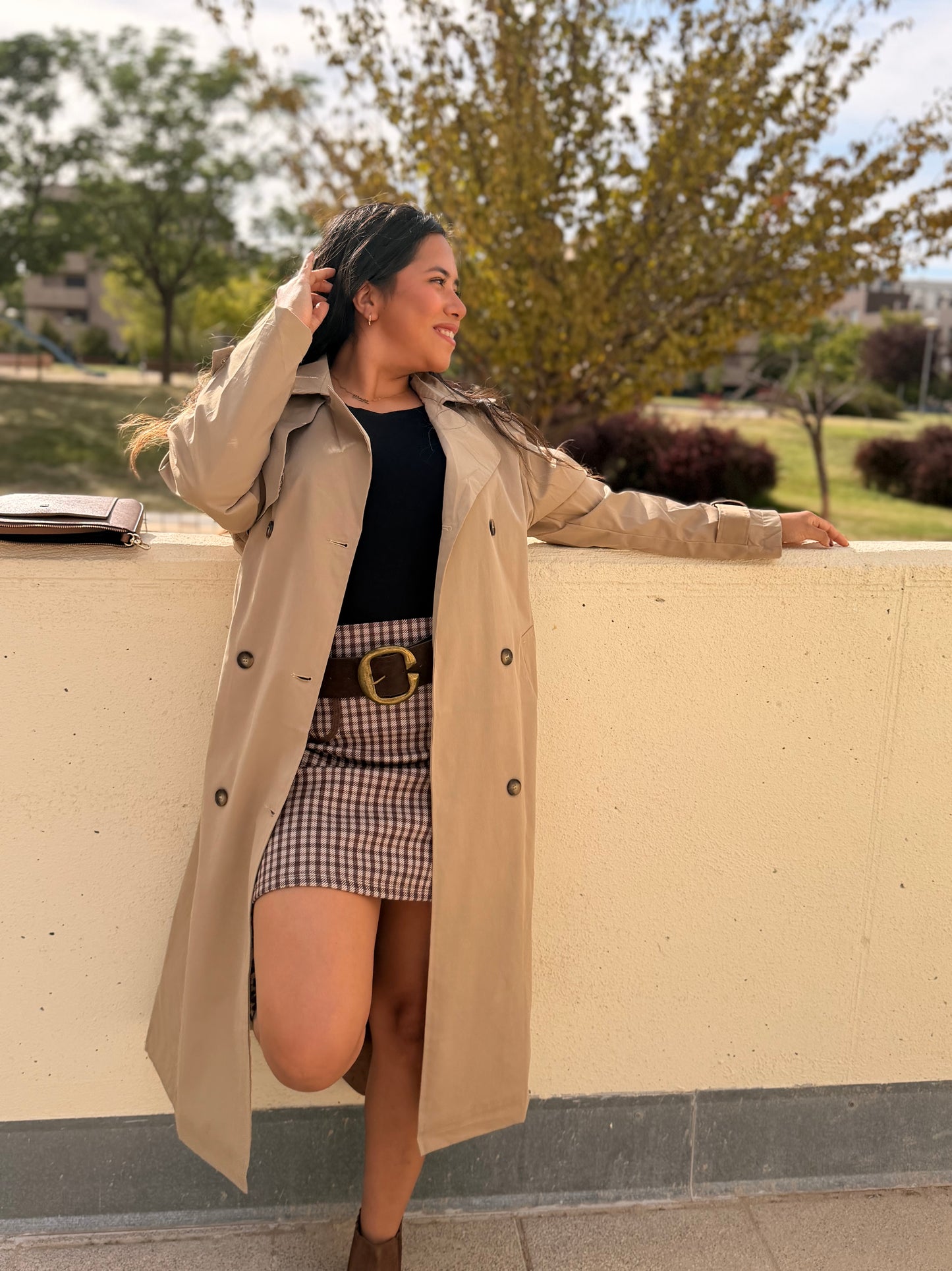 Gabardina larga beige
