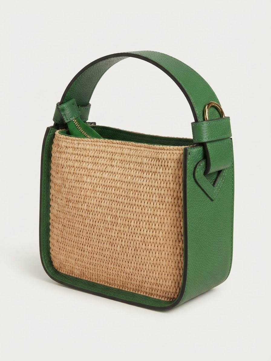 Bolso de Mano de piel verde