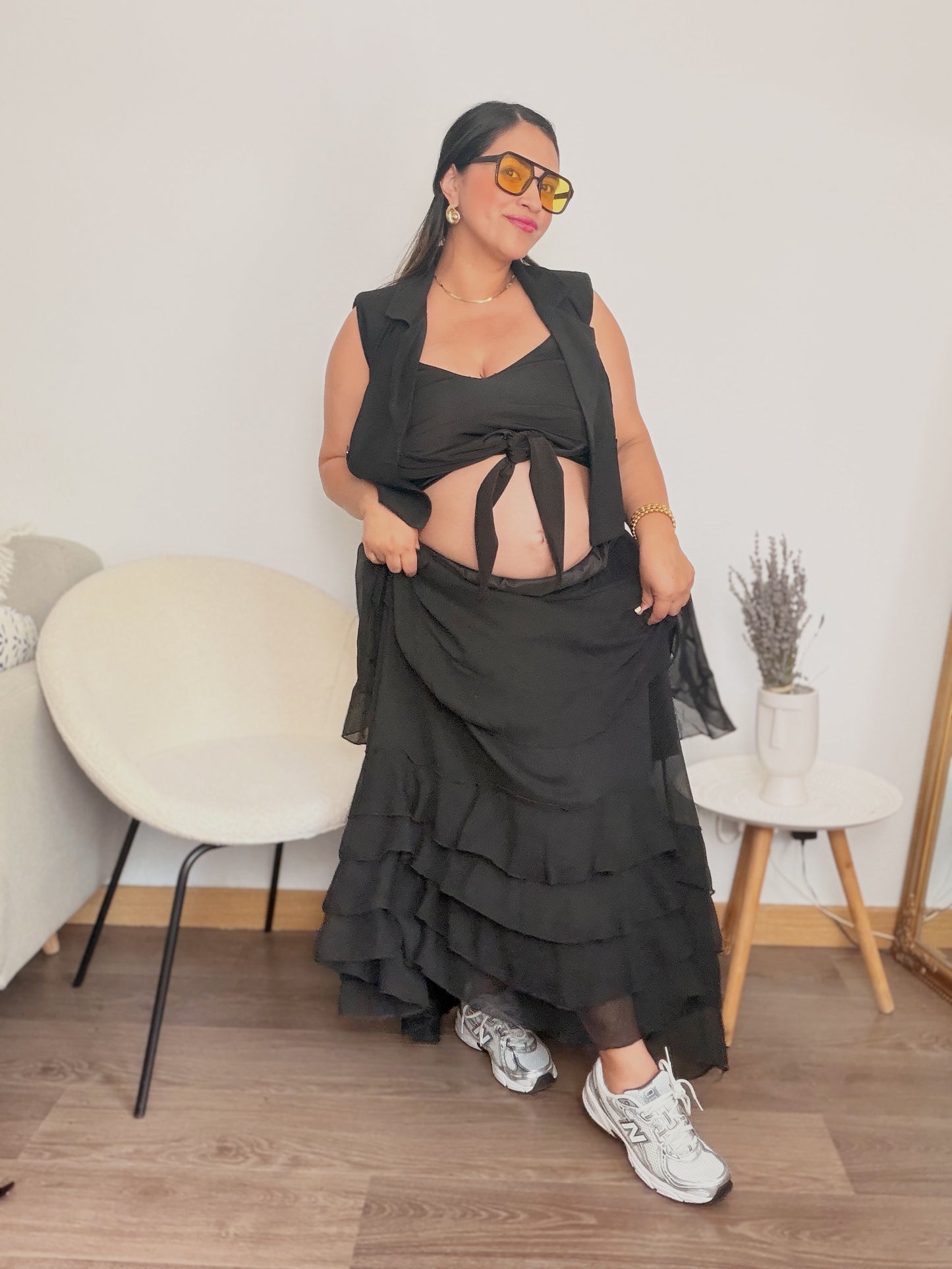 Falda volantes Negra