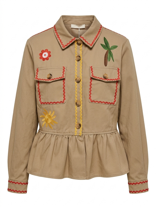 Chaqueta bordada estilo safari