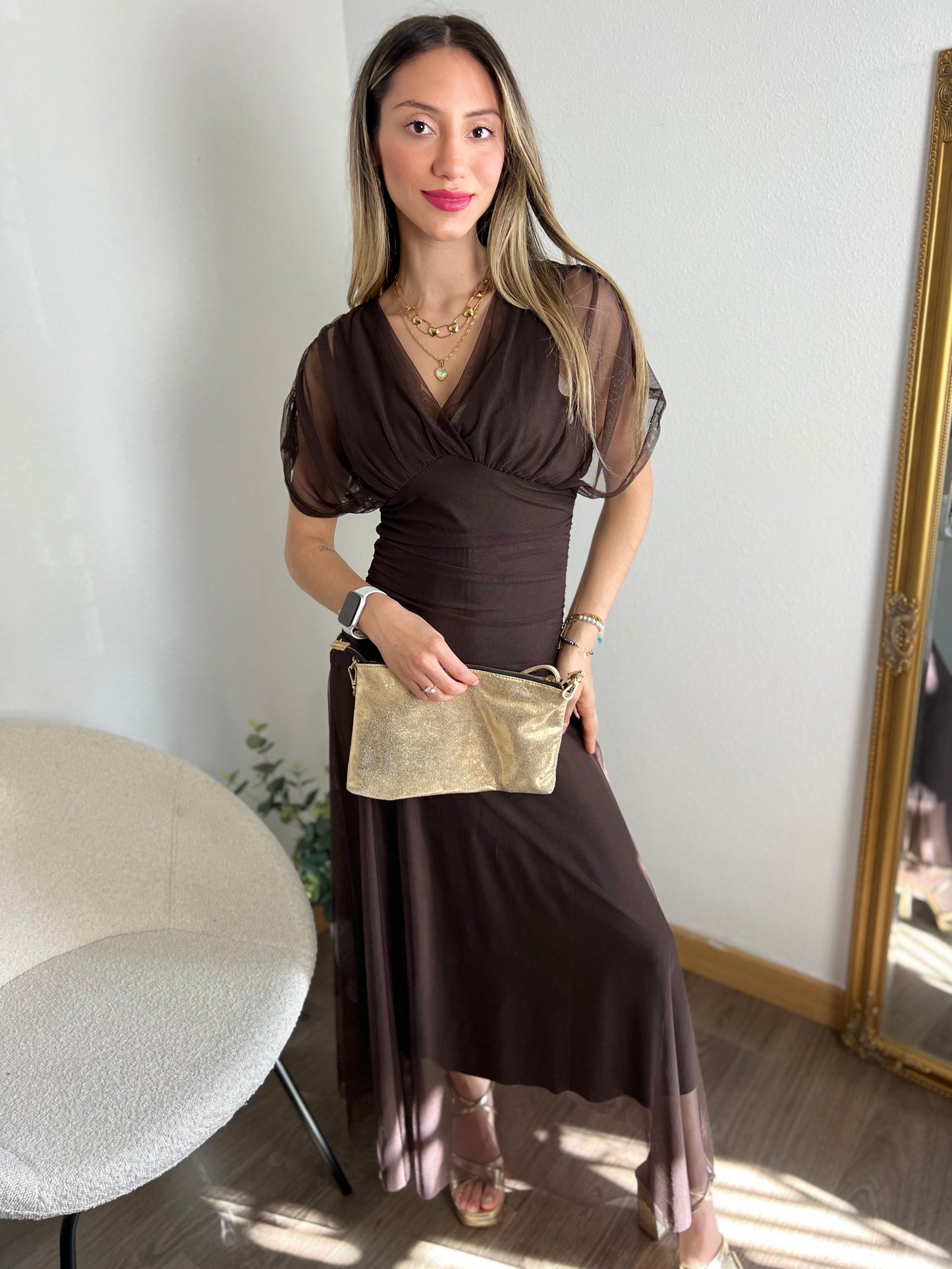 Vestido Marrón tul