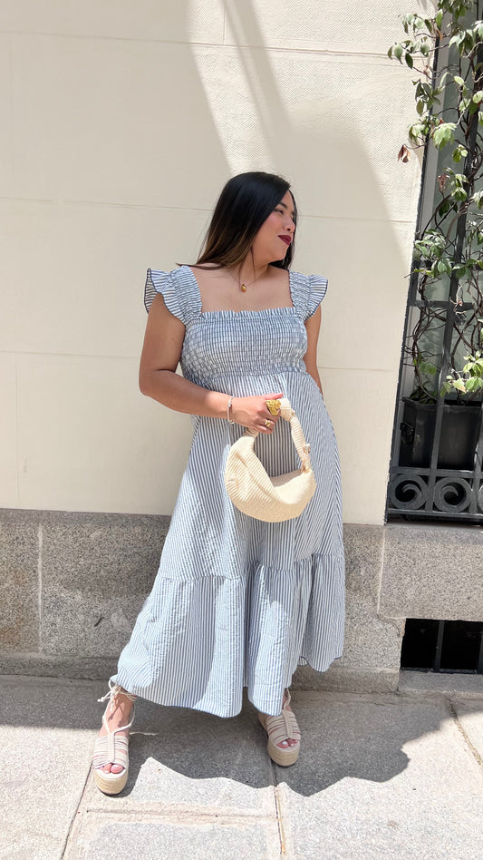 Vestido midi rayas azul