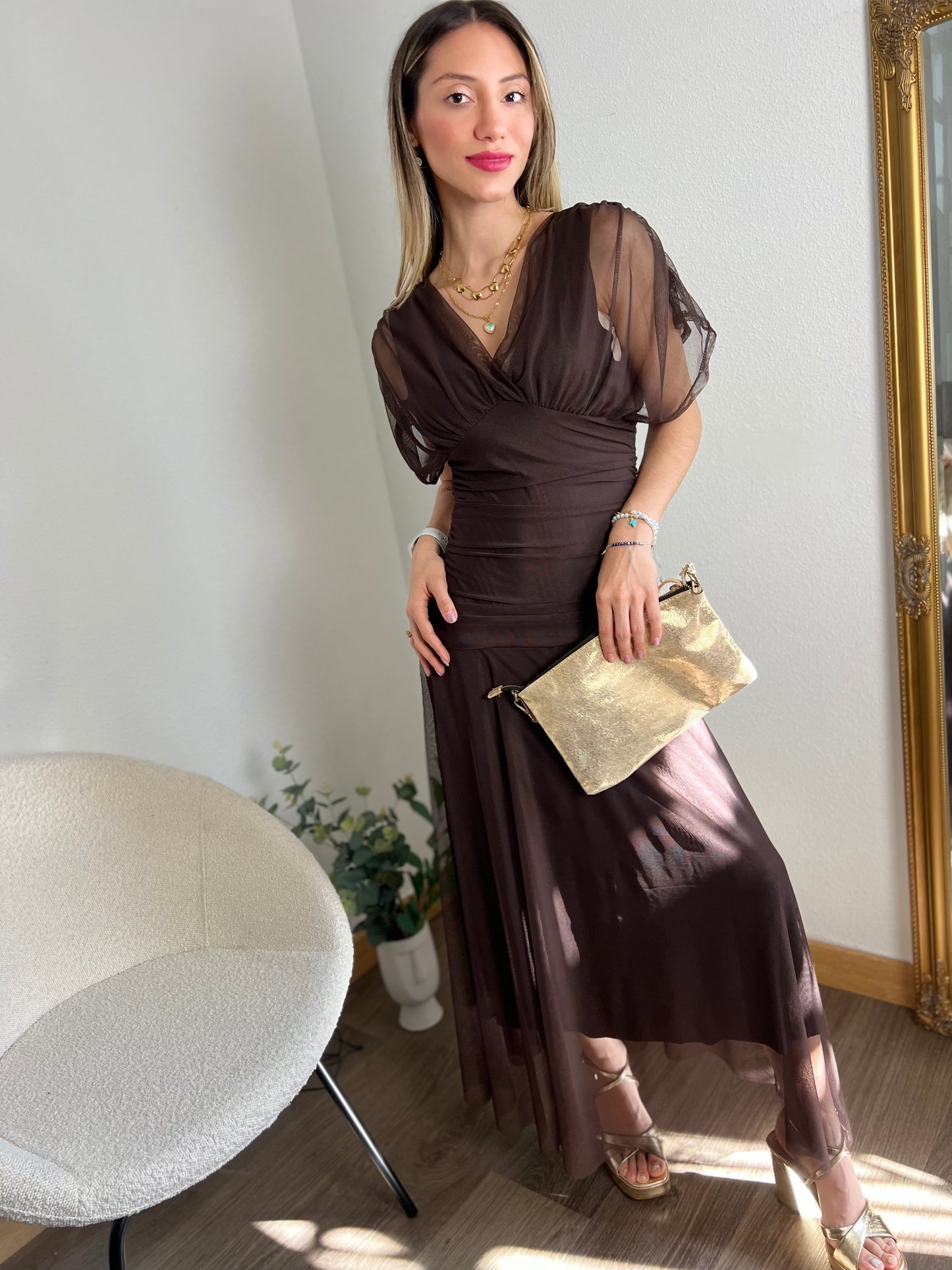 Vestido Marrón tul