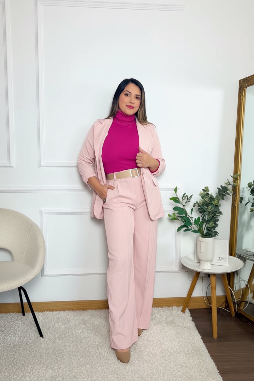 Pantalón rosa de tiro alto
