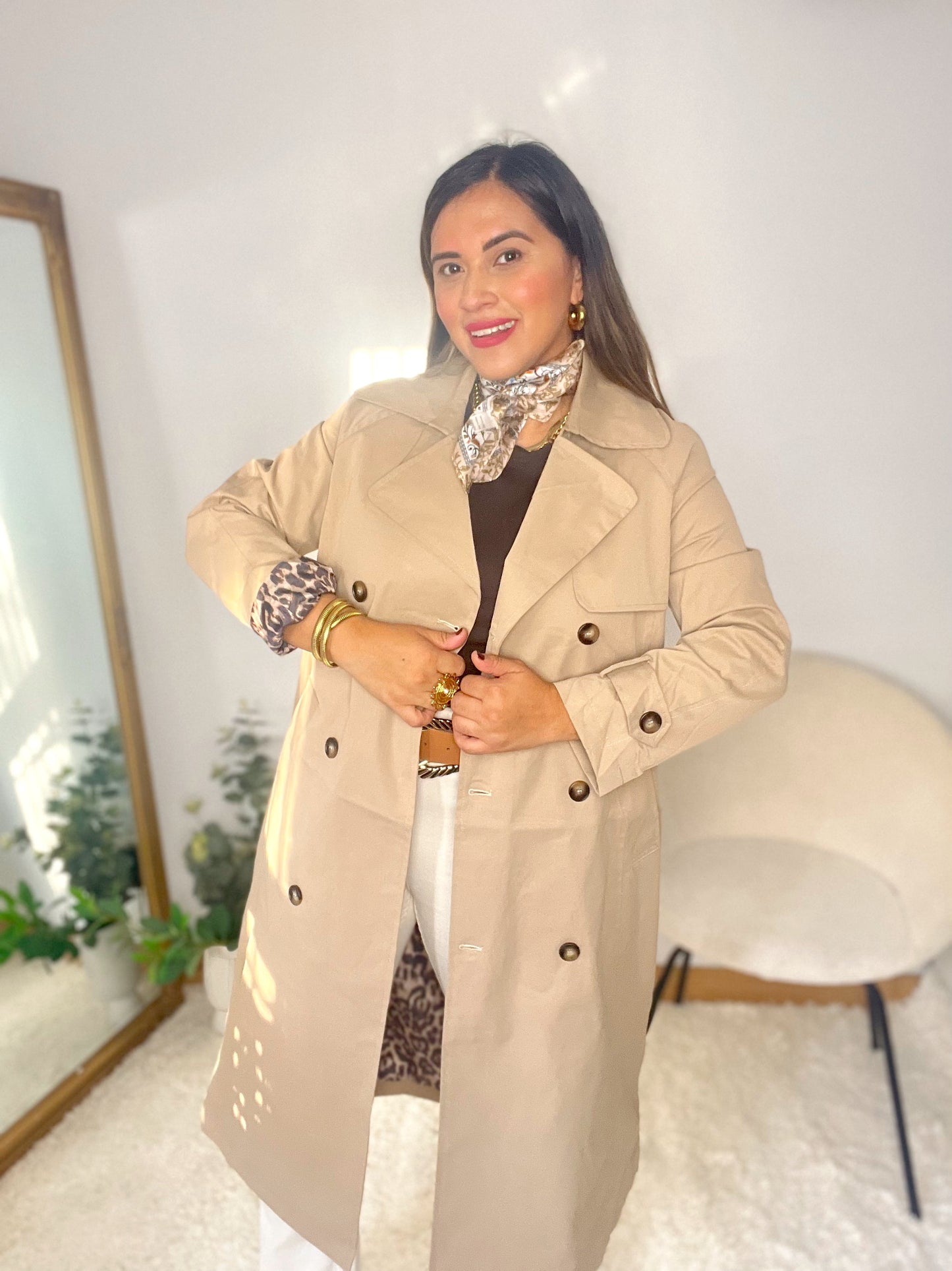 Gabardina larga beige