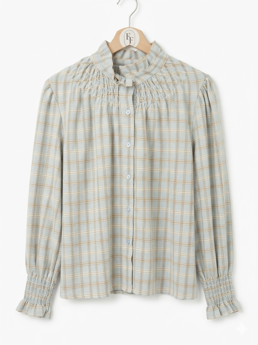 Blusa cuadros Celeste