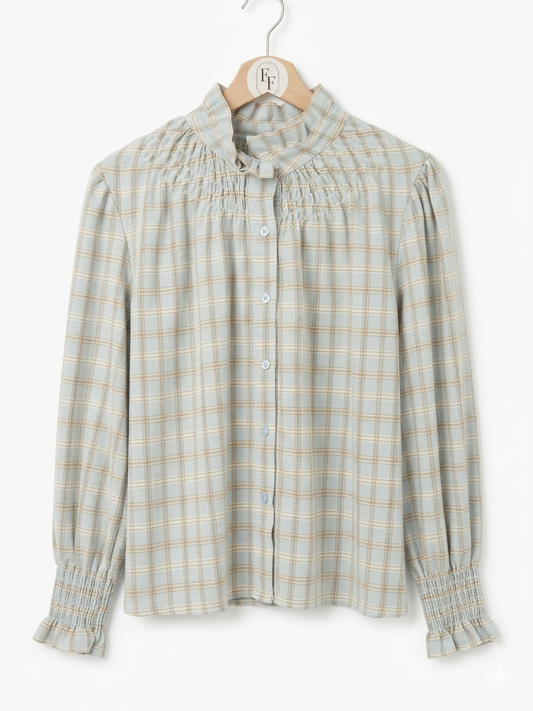 Blusa cuadros Celeste