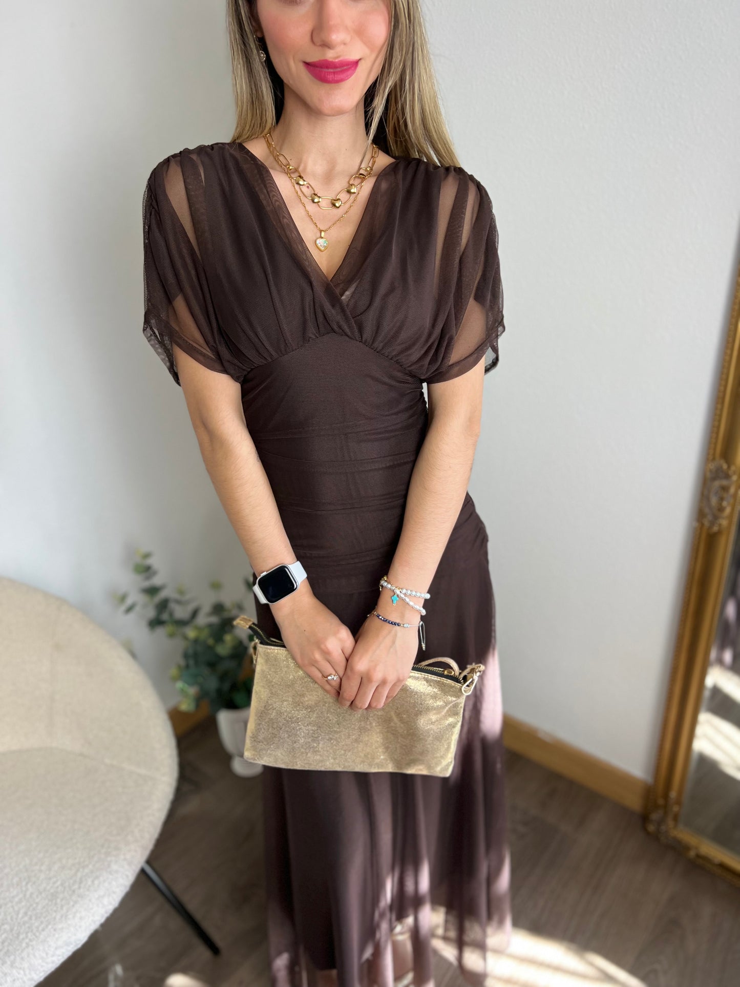Vestido Marrón tul