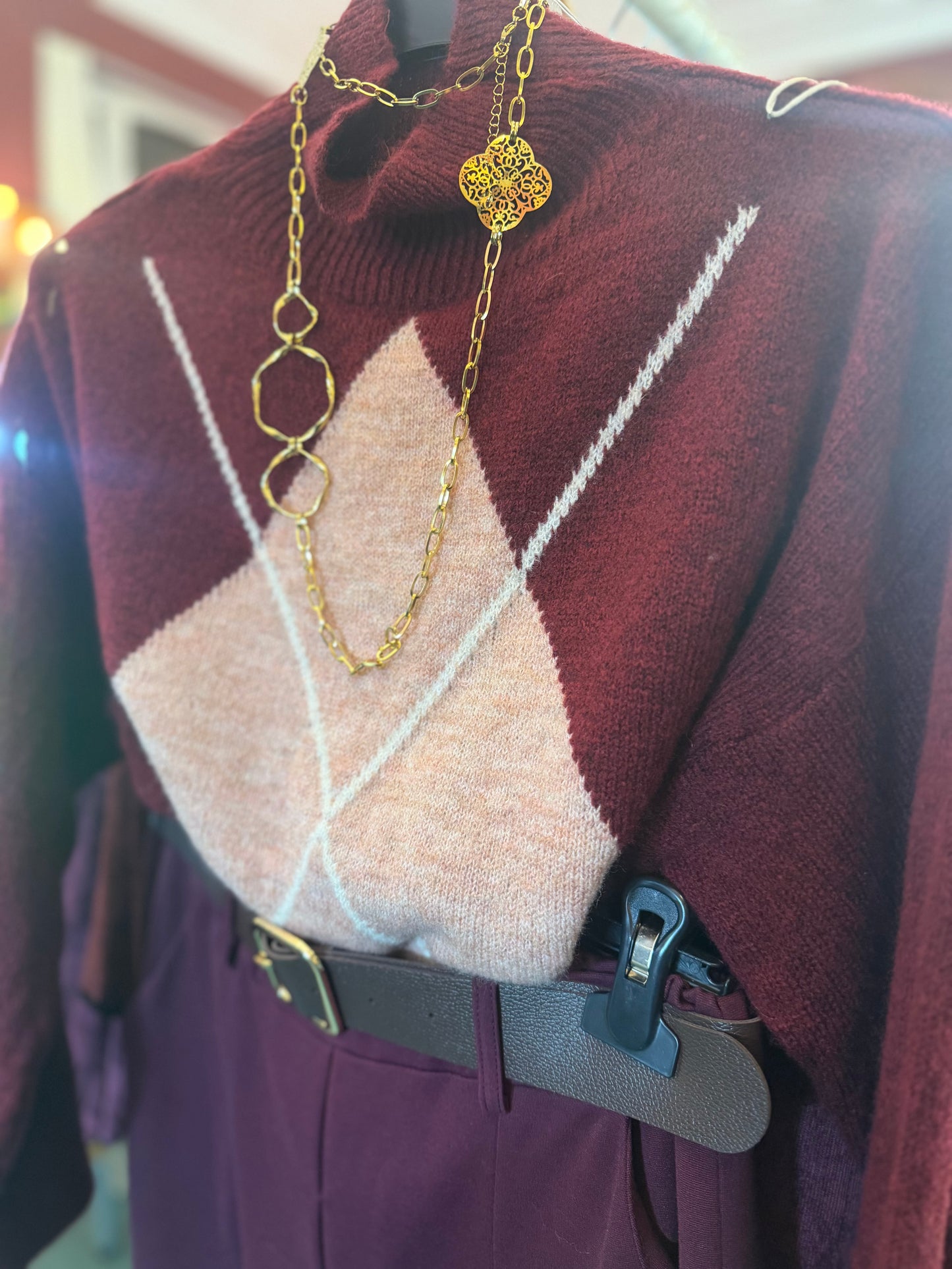 Jersey Rombo Burdeos