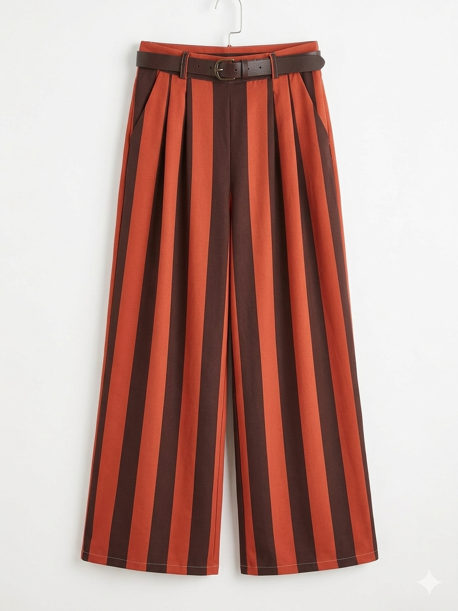 Pantalón Palazzo rayas teja
