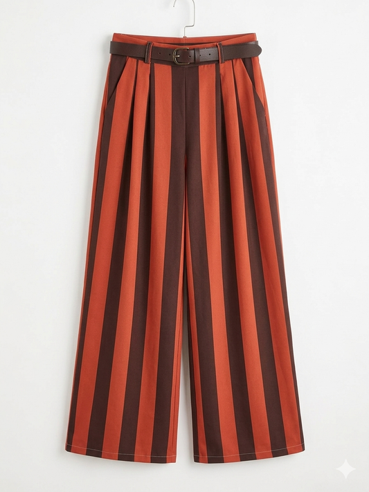 Pantalón Palazzo rayas teja