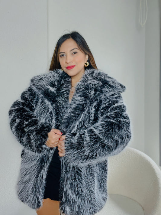 Abrigo de Pelo Sintético Gris