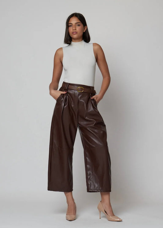 Pantalón Polipiel color choco