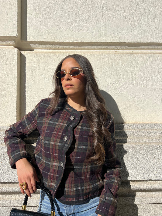 Chaqueta Escocia Cuadros Burdeos