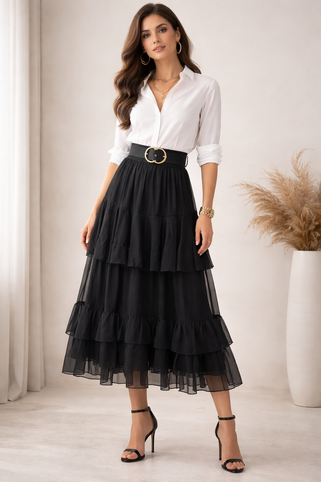 Falda volantes Negra